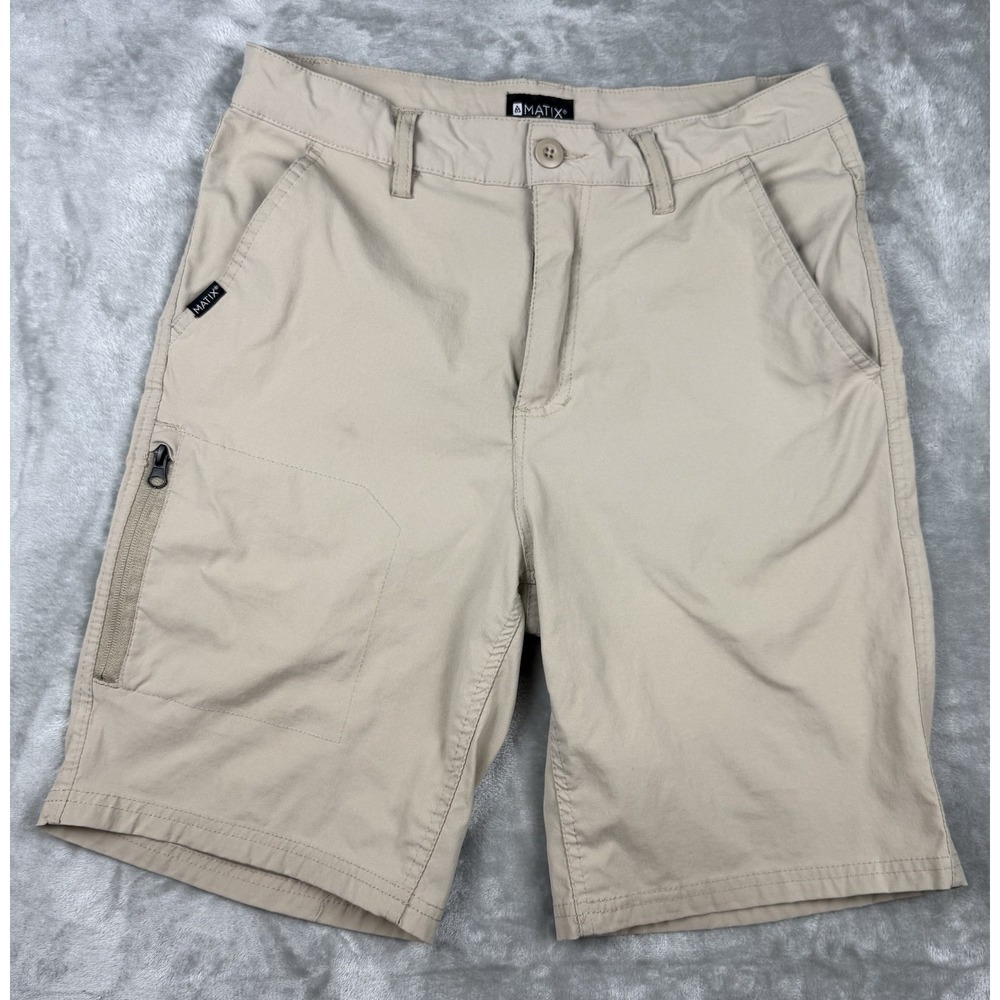 Matix Shorts Mens 30 Khaki Hybrid Skate Casual Nylon Stretch Flat Front